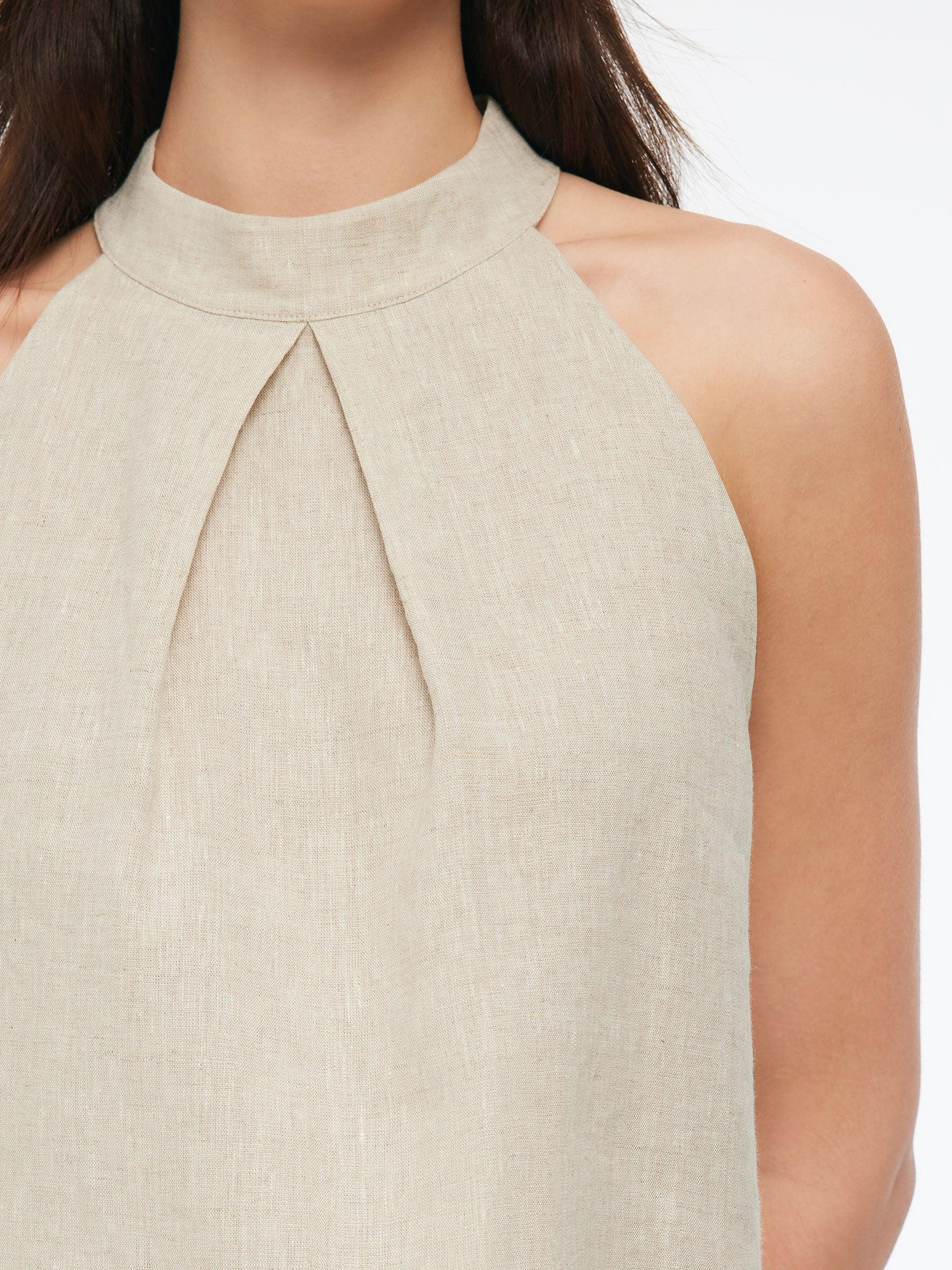 100% Linen Women Halter Tank Top Product Image