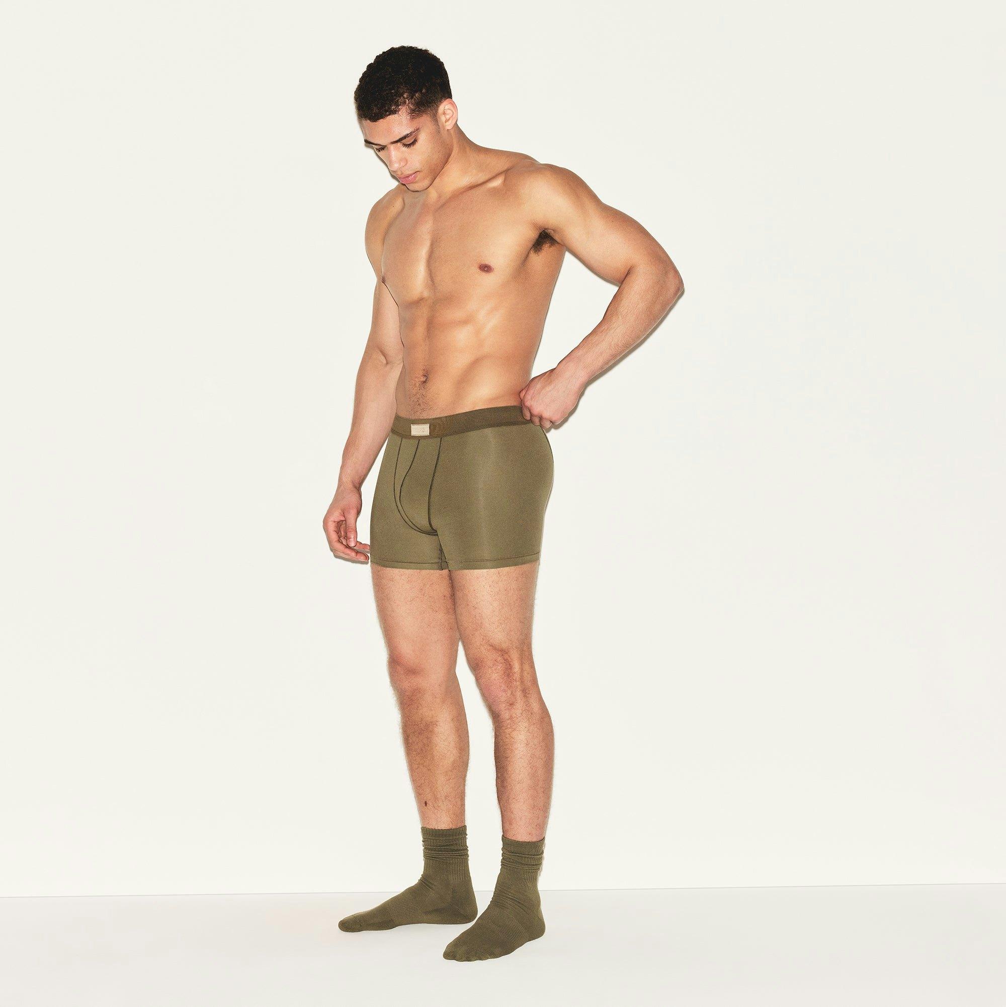 SKIMS COTTON MENS 3" BOXER BRIEF 3-PACK  | ARMY MULTI Product Image
