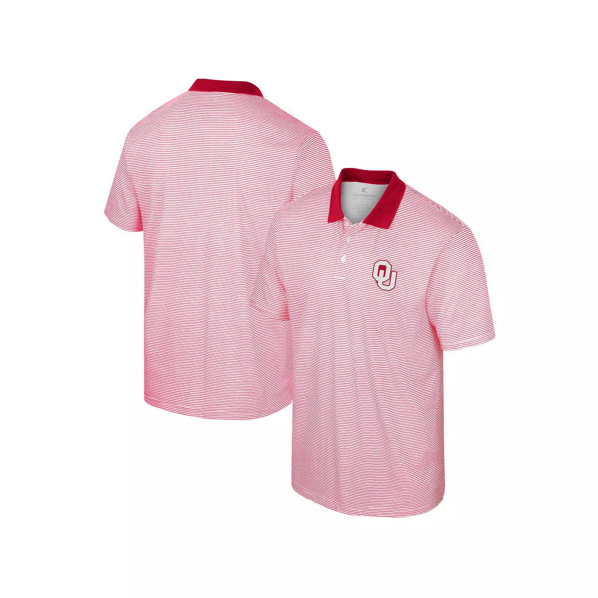 Men's Colosseum White Oklahoma Sooners Print Stripe Polo,  Product Image