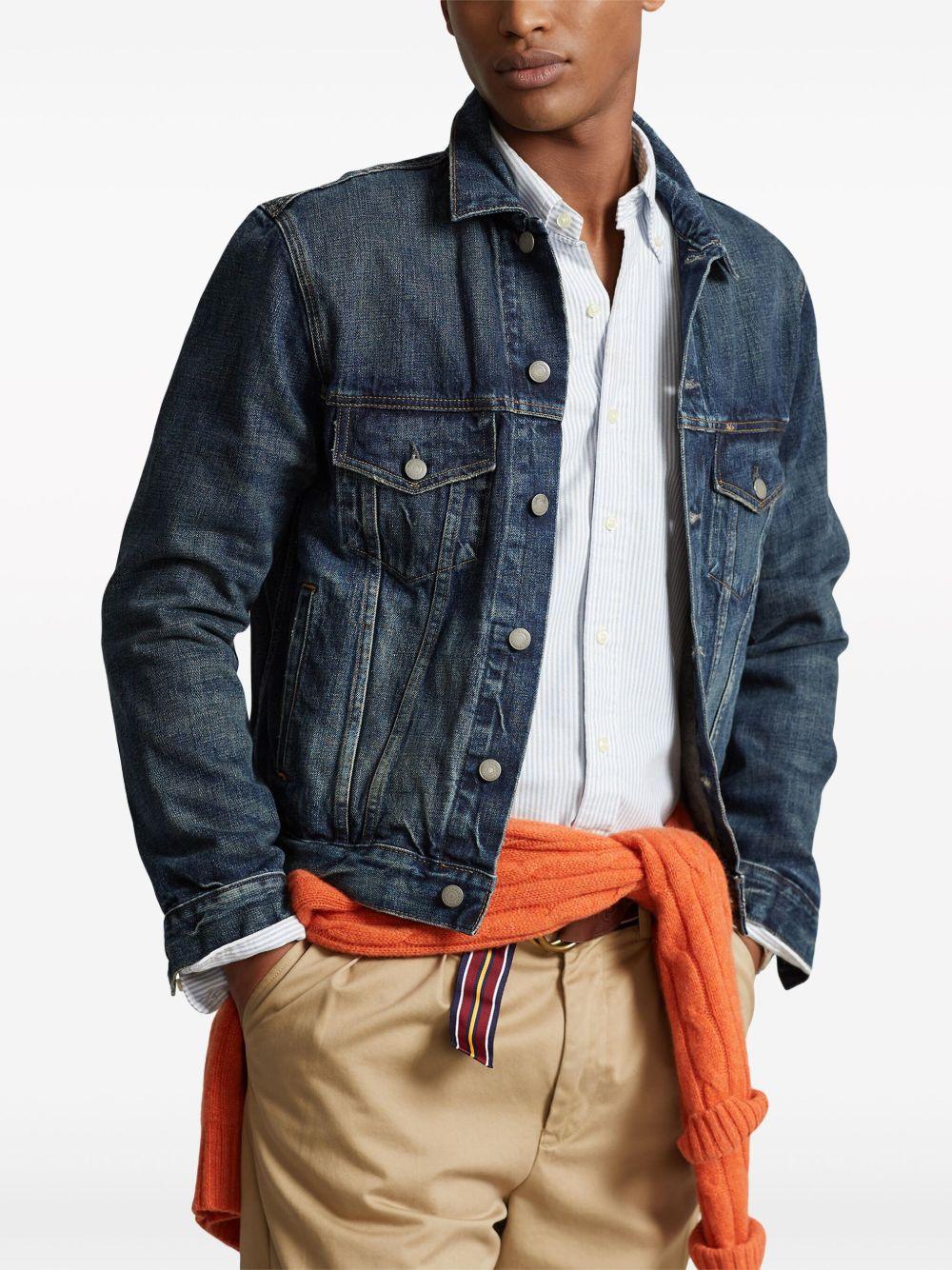 classic-collar cotton denim jacket  Product Image