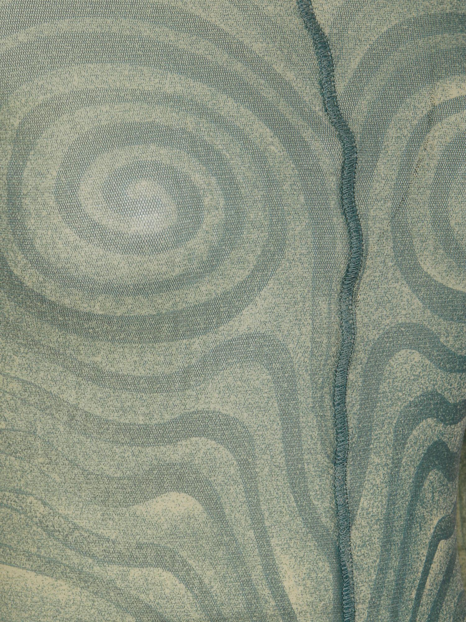 JEAN PAUL GAULTIER Mesh Long Dress With Spiral Print And Ruffles In Beige Product Image