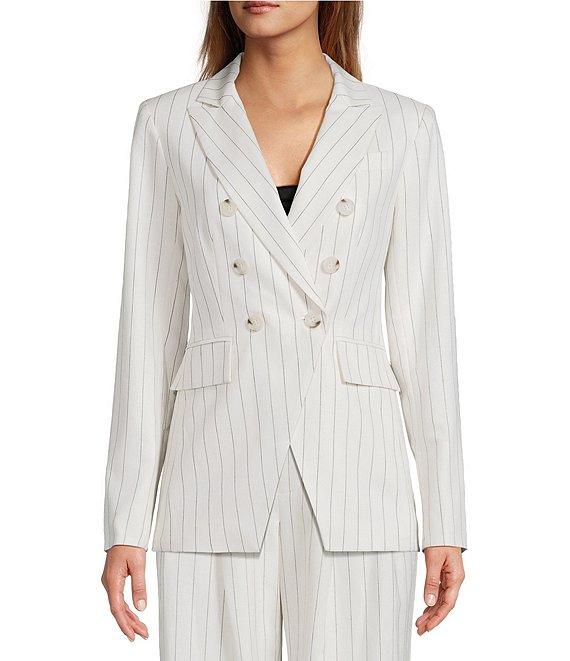 Antonio Melani Coordinating Aurora Linen Stripe Notch Lapel Set-In Sleeve Jacket Product Image