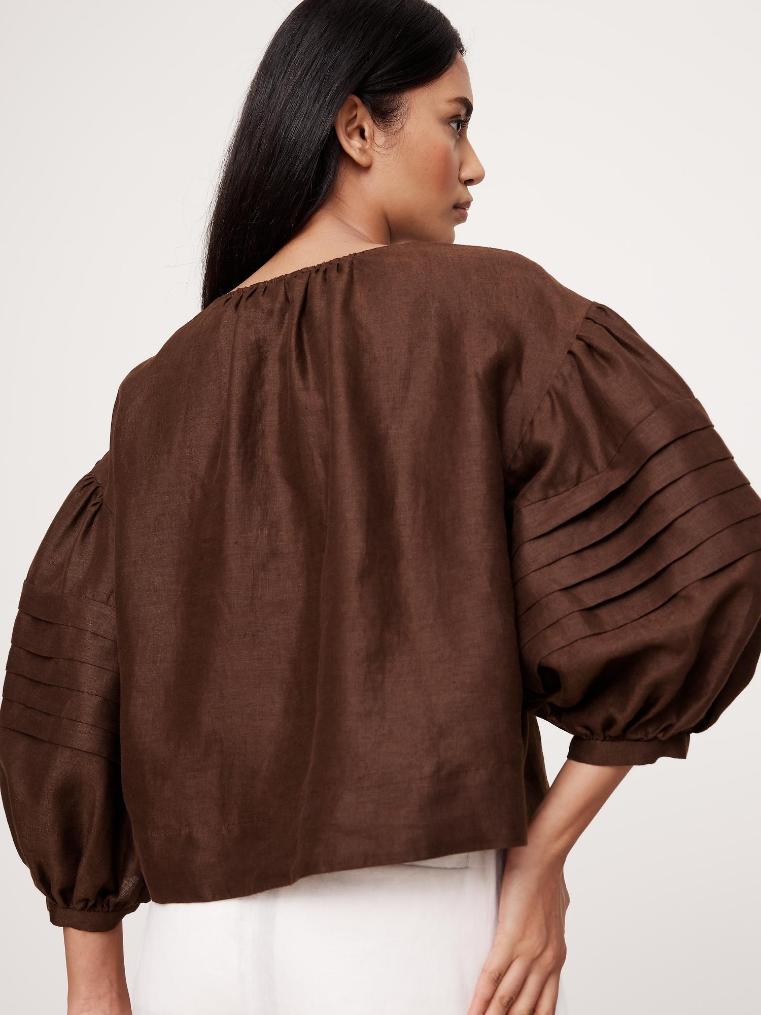 Linen Peasant Blouse Product Image