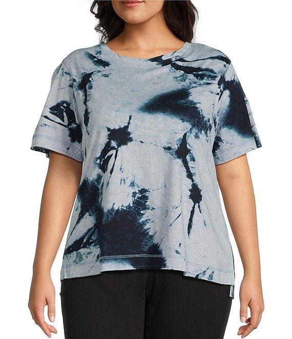 Westbound Plus Size Shibori Storm Short Sleeve Crew Neck Top Product Image