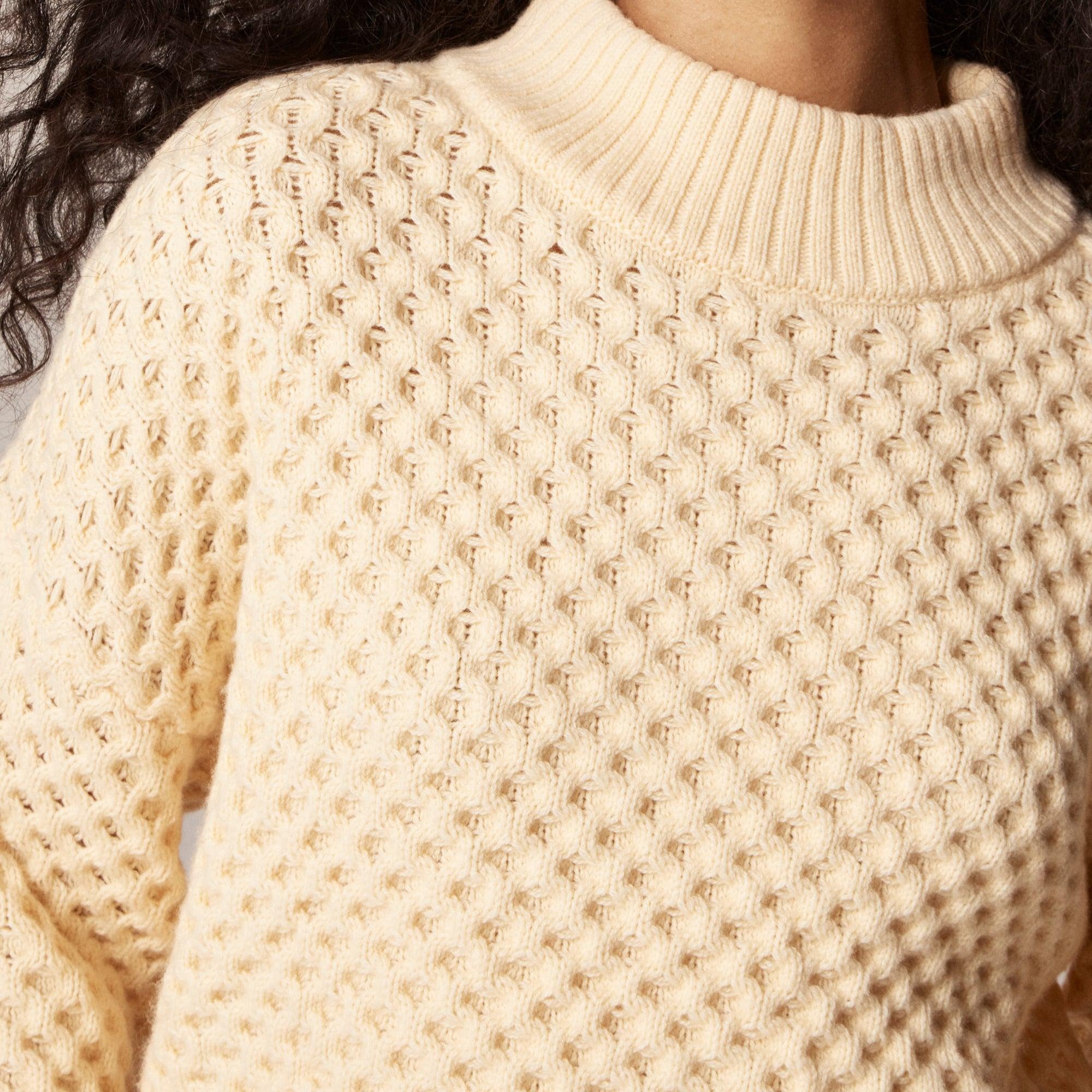 Honeycomb mockneck sweater in wool blend Product Image