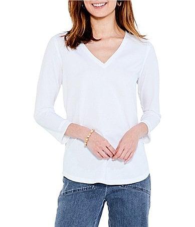 NIC  ZOE Perfect Knit V-Neck 34 Sleeve Tee Shirt Product Image