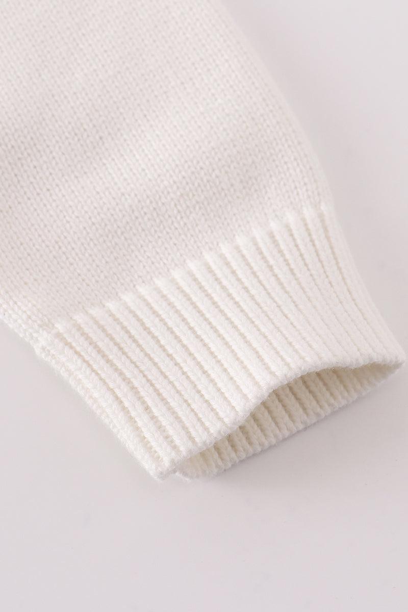 White bow tie cardigan sweater Product Image