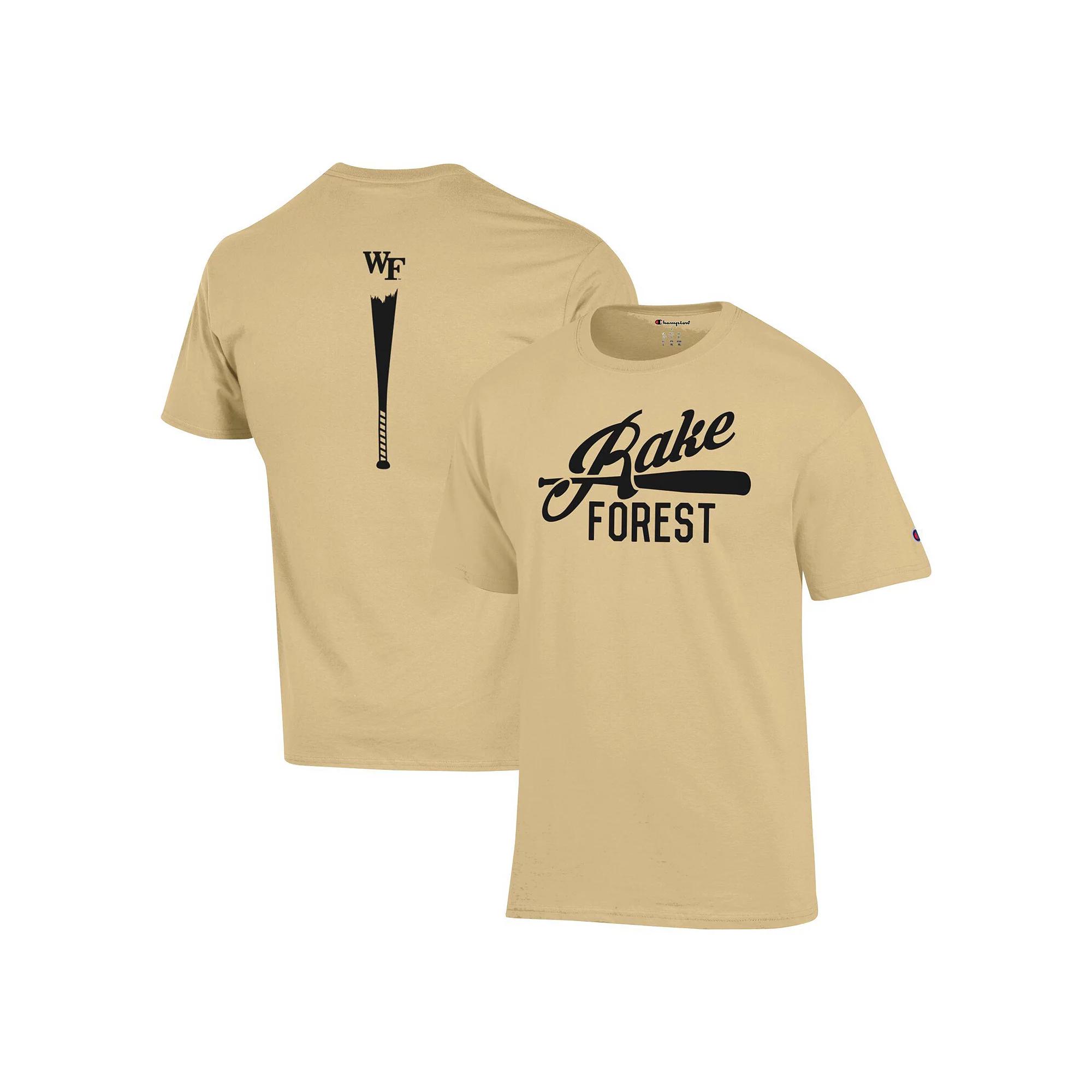 Men's Champion Gold Wake Forest Demon Deacons Rake Forest Baseball 2-Hit T-Shirt, Size: Large, Wfu Gold Product Image