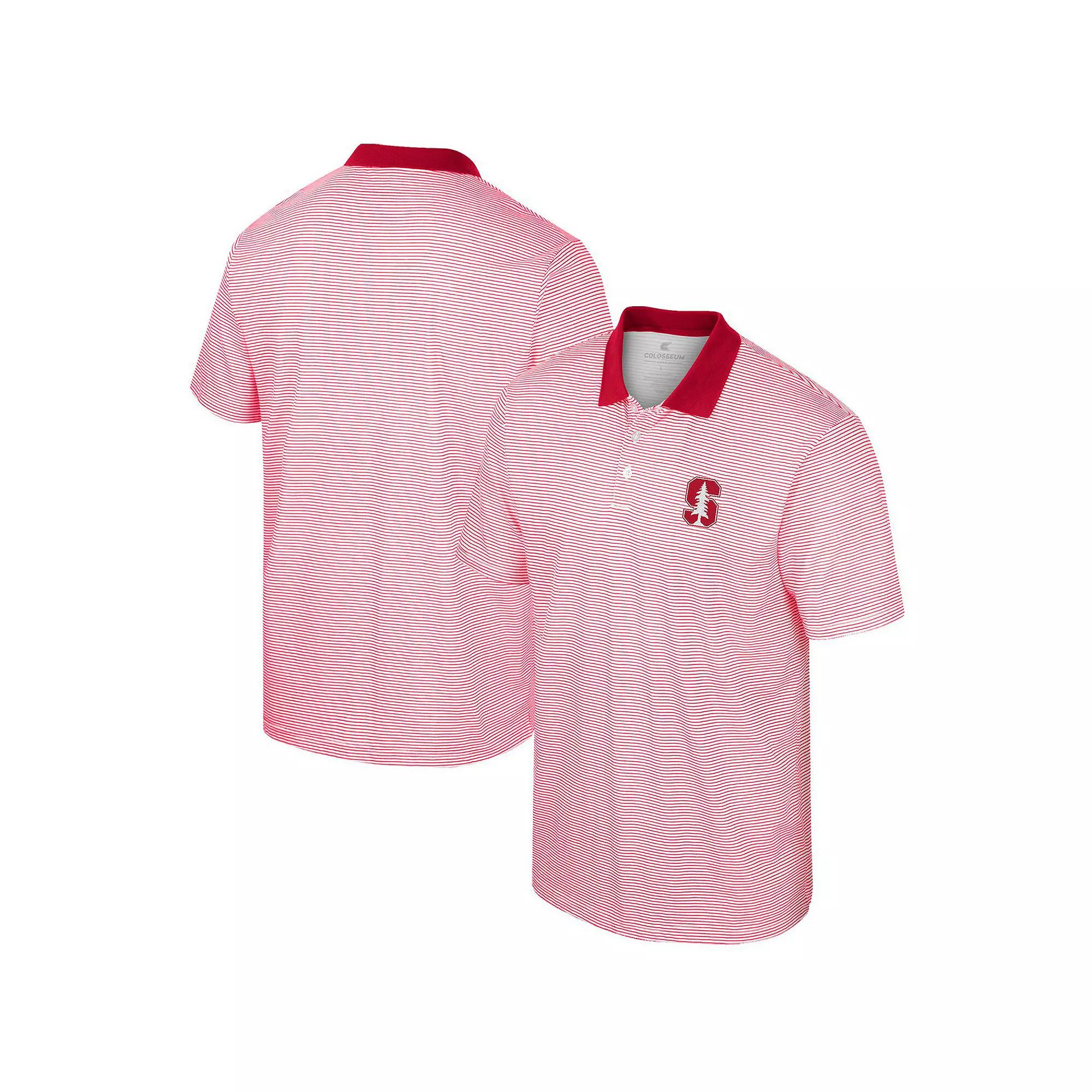 Men's Colosseum White Stanford Cardinal Print Stripe Polo,  Product Image