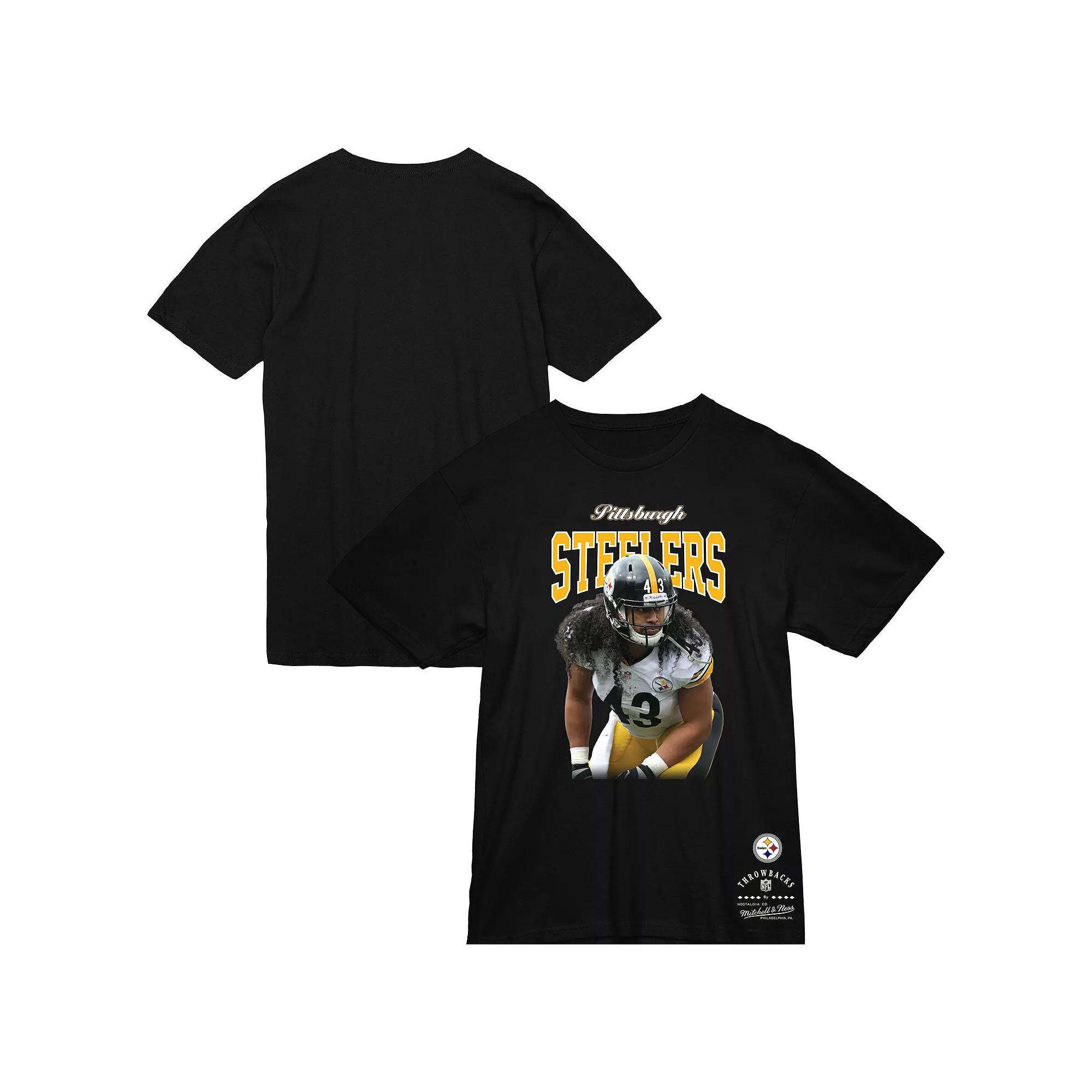 Men's Mitchell & Ness Troy Polamalu Black Pittsburgh Steelers Sideline Retired Player T-Shirt,  Product Image