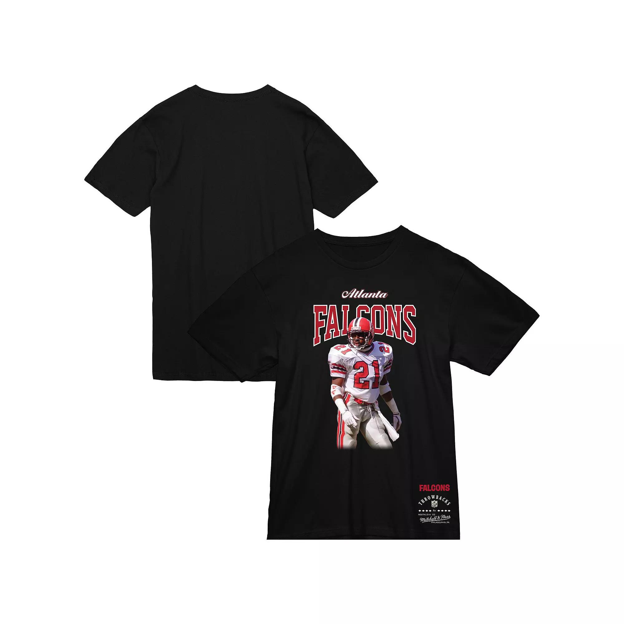 Men's Mitchell & Ness Deion Sanders Black Atlanta Falcons Sideline Retired Player T-Shirt,  Product Image
