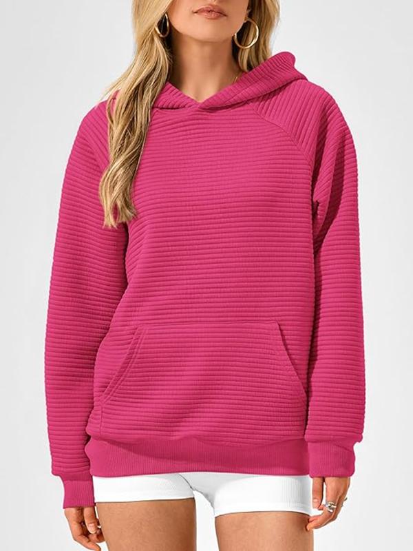 Hooded Long Sleeves Pockets Solid Color Split-Joint Hoodies Tops Product Image