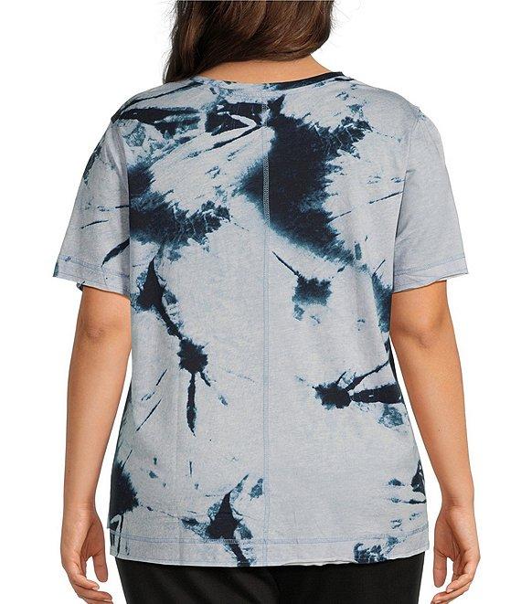 Westbound Plus Size Shibori Storm Short Sleeve Crew Neck Top Product Image