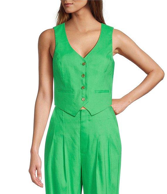 Antonio Melani Coordinating Melinda V-Neck Linen Blend Vest Product Image
