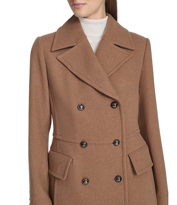 Kenneth Cole New York Solid Notch Collar Double Breasted Military Coat Product Image