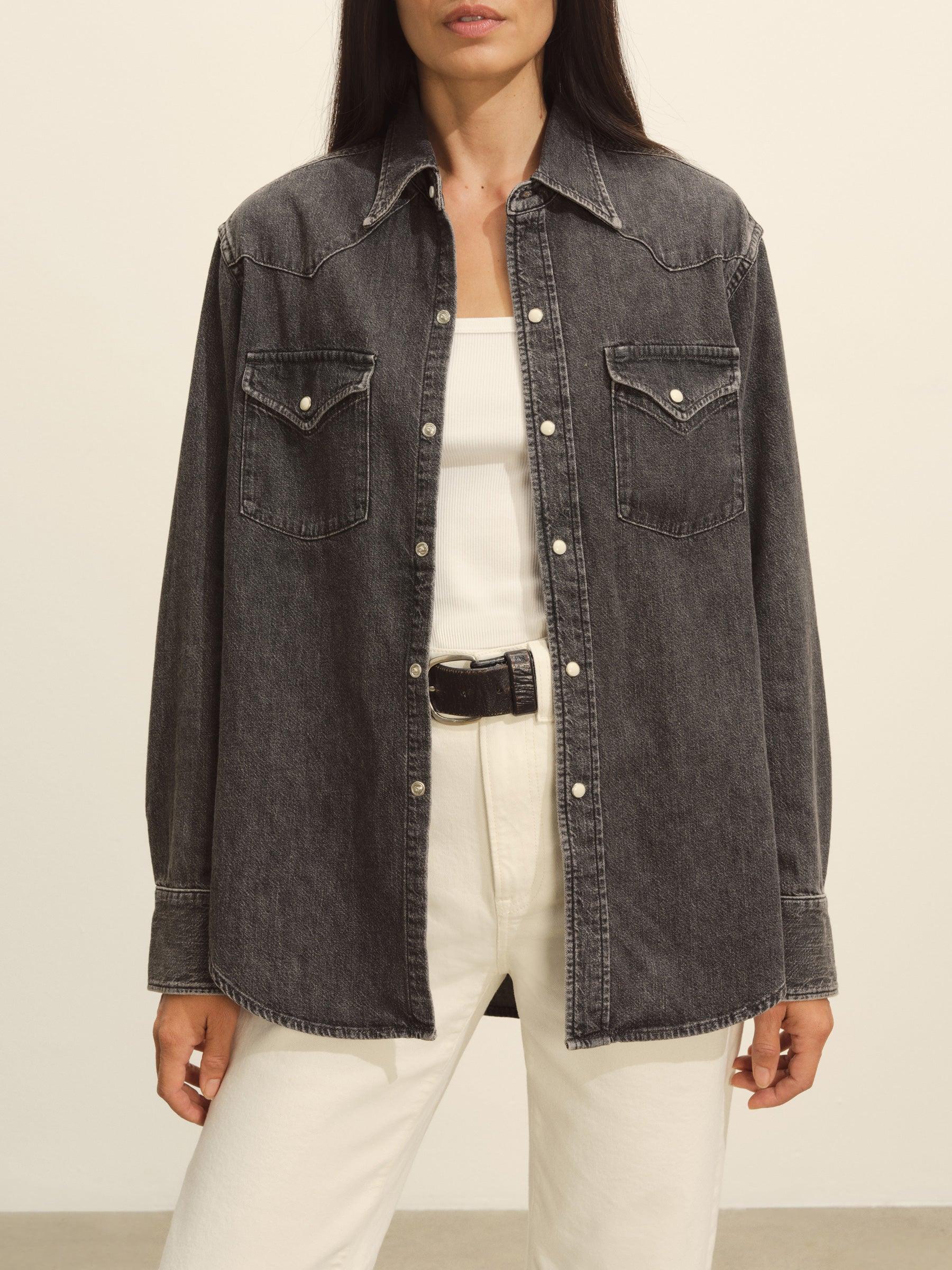 B005 Nep Denim Western Shirt Product Image