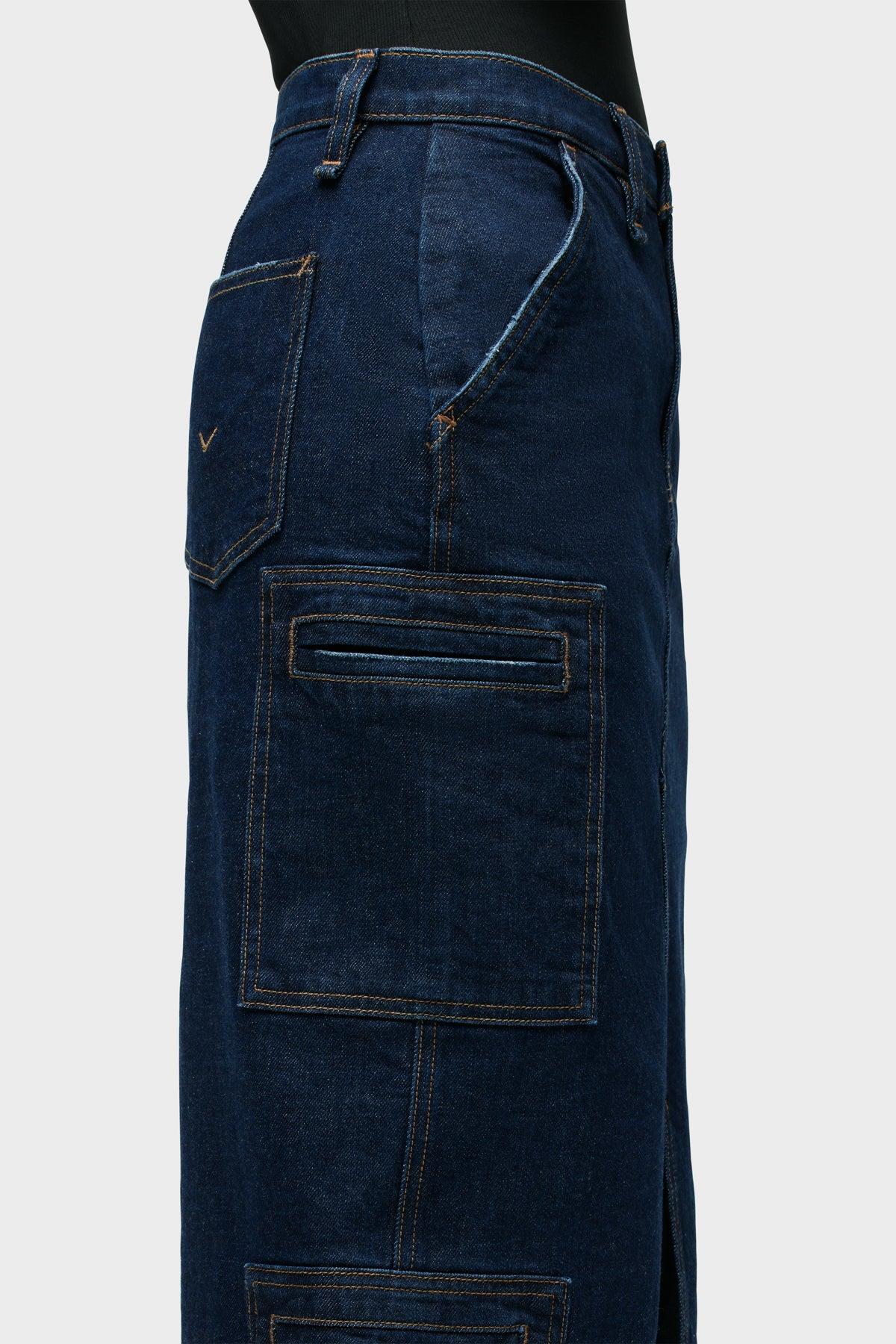 Plus Size Solid Button Up Gathered Wide Leg Pants Women Indigo Elegant Wide Leg Mid Rise Everyday Pants BloomChic 18-20/2X Product Image