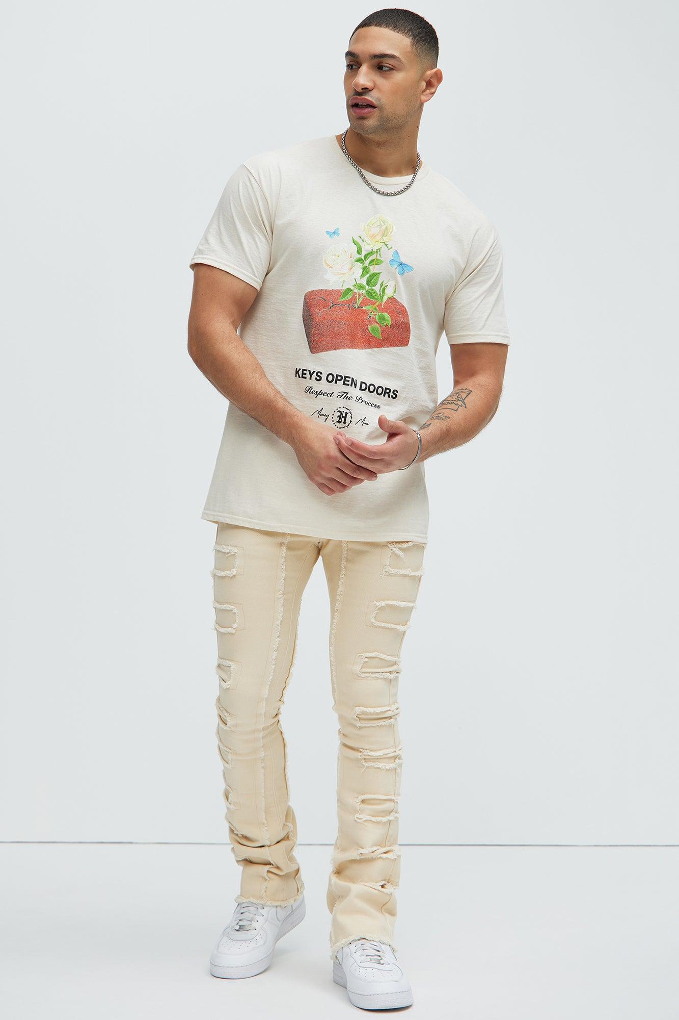 Over The Top Stacked Skinny Flare Pants - Off White Product Image