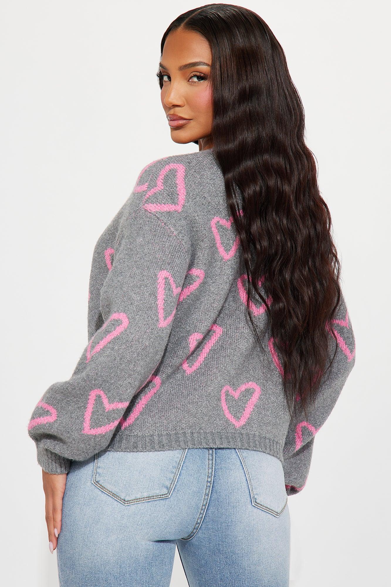 The Way I Love Heart Sweater - Grey/combo Product Image