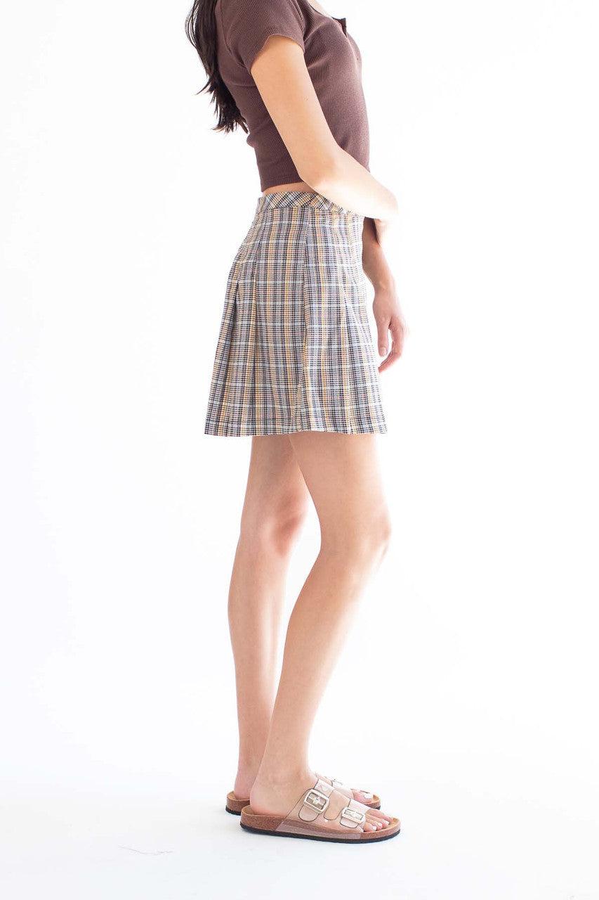 Black Plaid Buckle Mini Skirt Product Image