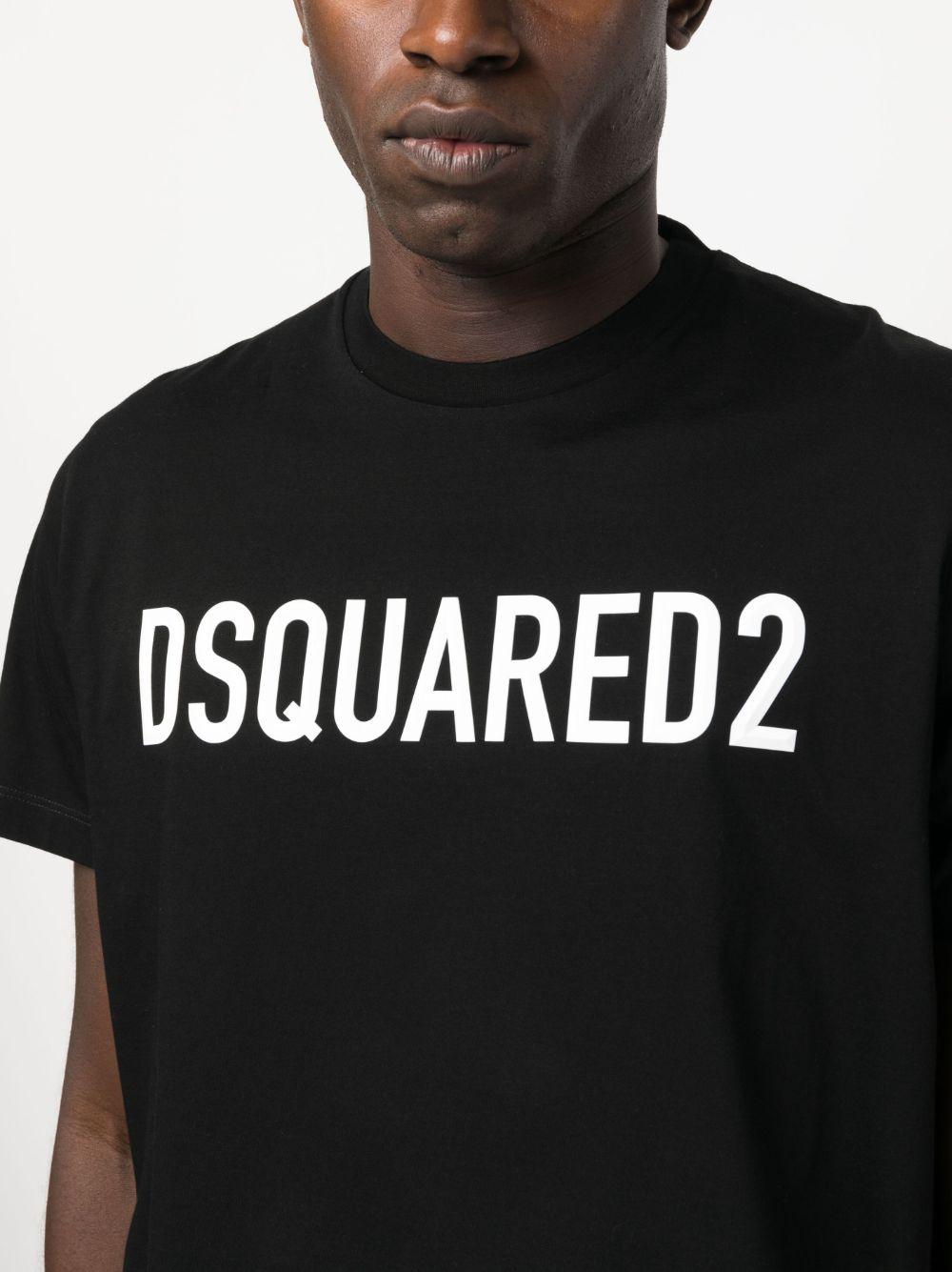 DSQUARED2 Mens Black Brand-print Crewneck Regular-fit Cotton-jersey T-shirt Product Image