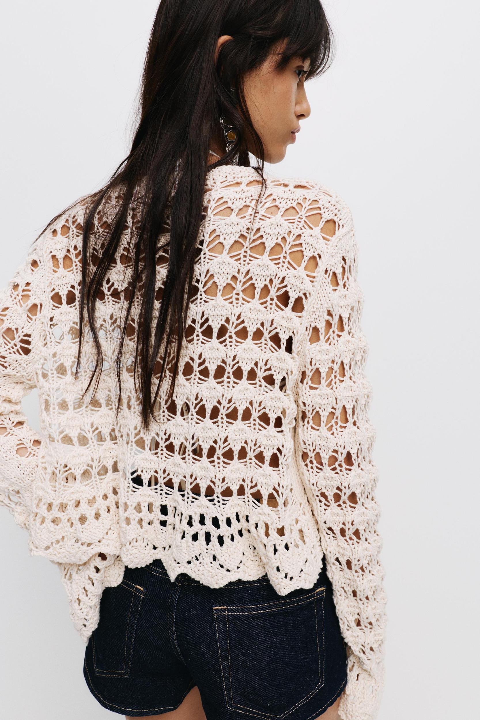 Crochet cardigan with knot Product Image