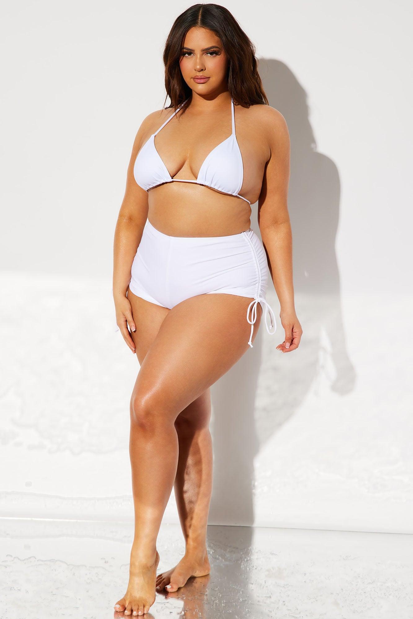 Maui Mix And Match Ruched Side Short Bikini Bottom - White Product Image
