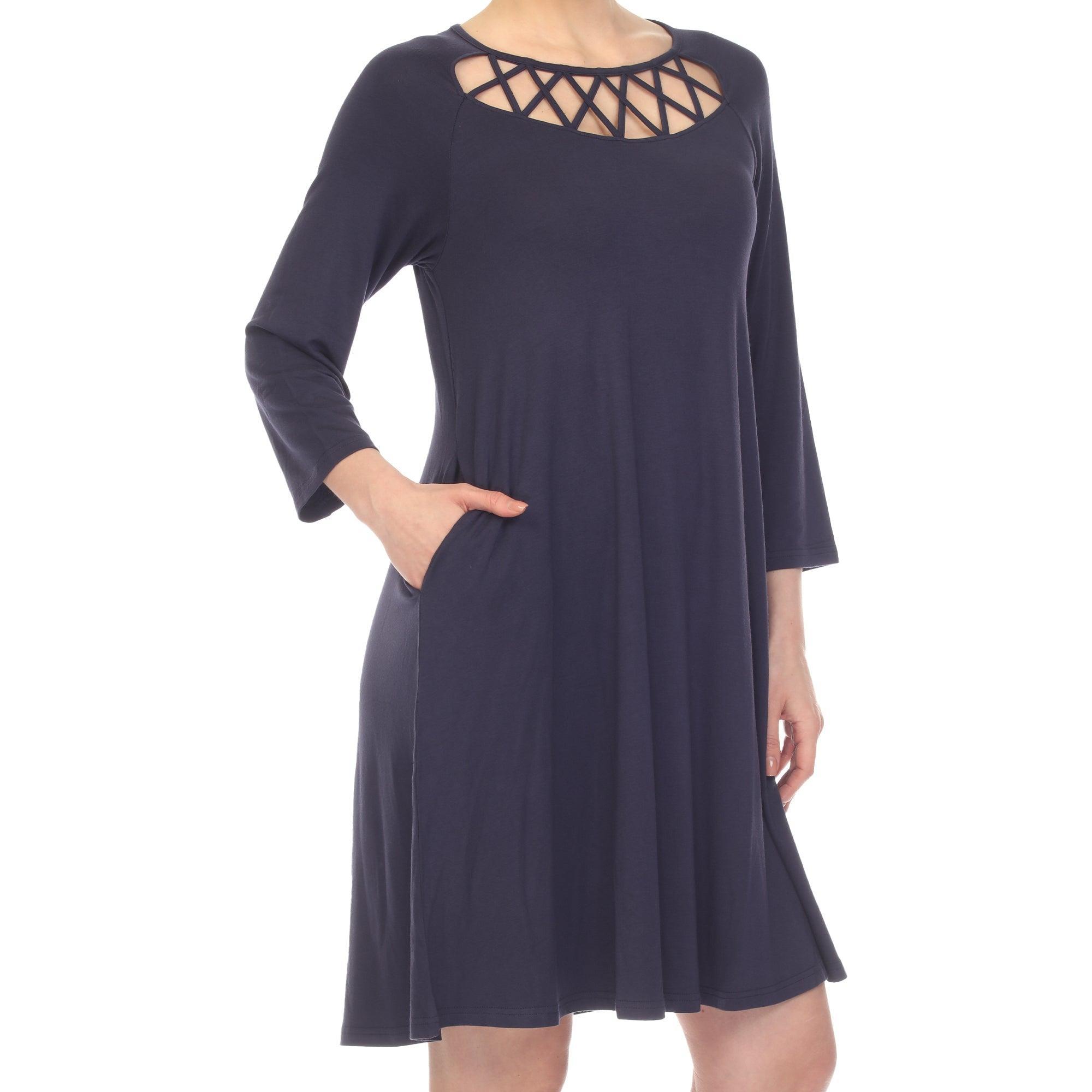 Criss Cross Neckline Swing Midi Dress Product Image