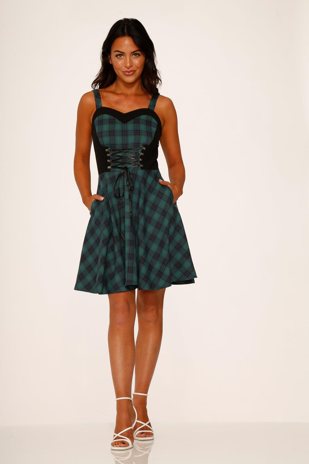 Green Plaid Swing Dress Product Image