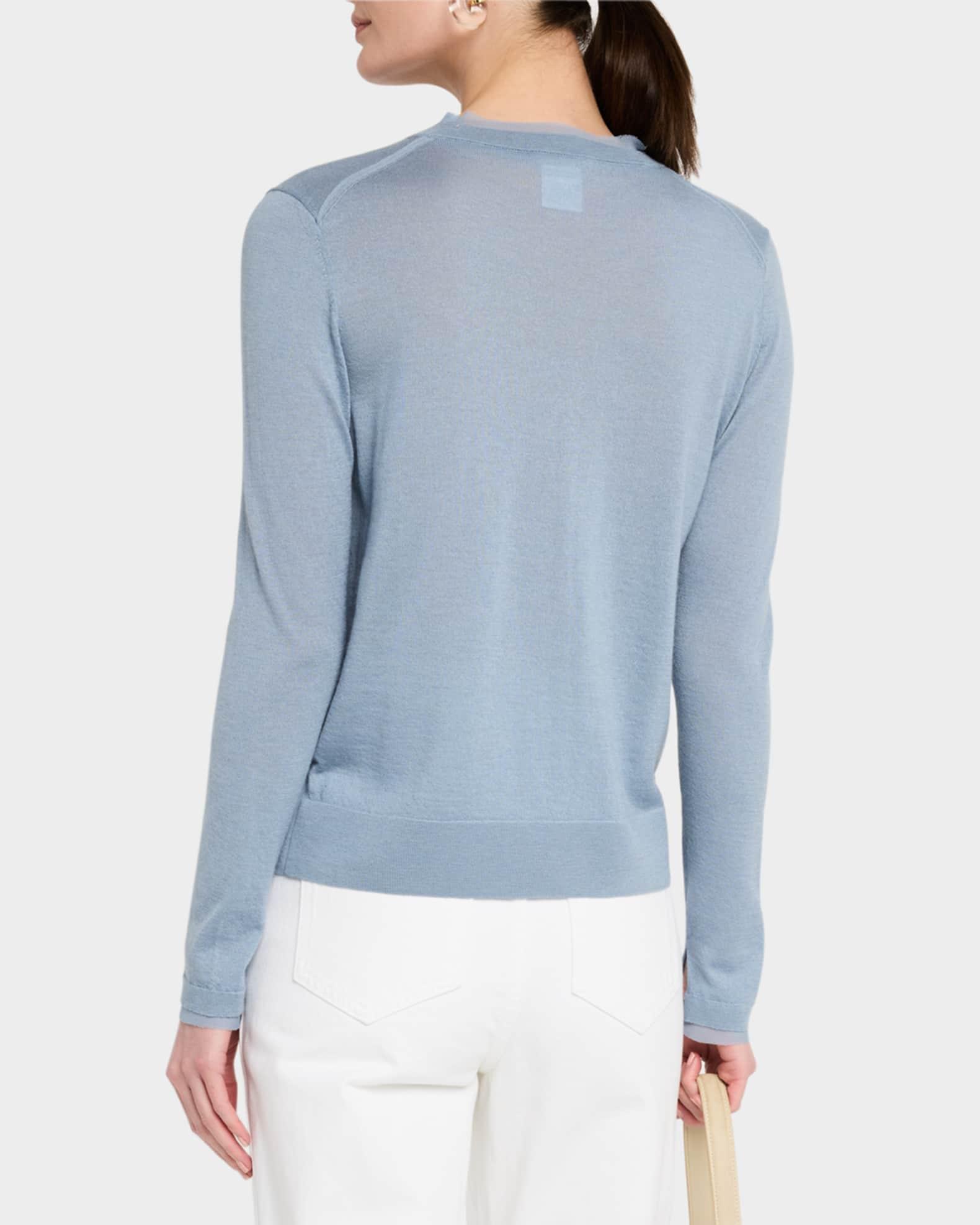 Chiffon-Trim Cashmere Cardigan Product Image