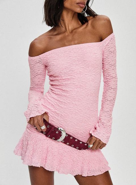 Vancesca Long Sleeve Mini Dress Pink Product Image