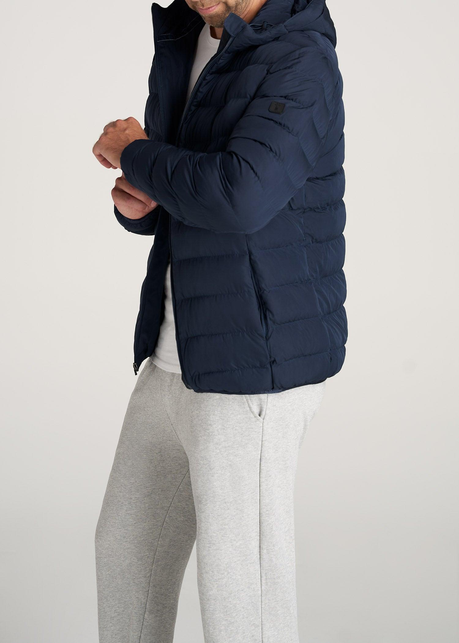 Medium-Weight Tall Puffer Jacket for Men in Navy Product Image