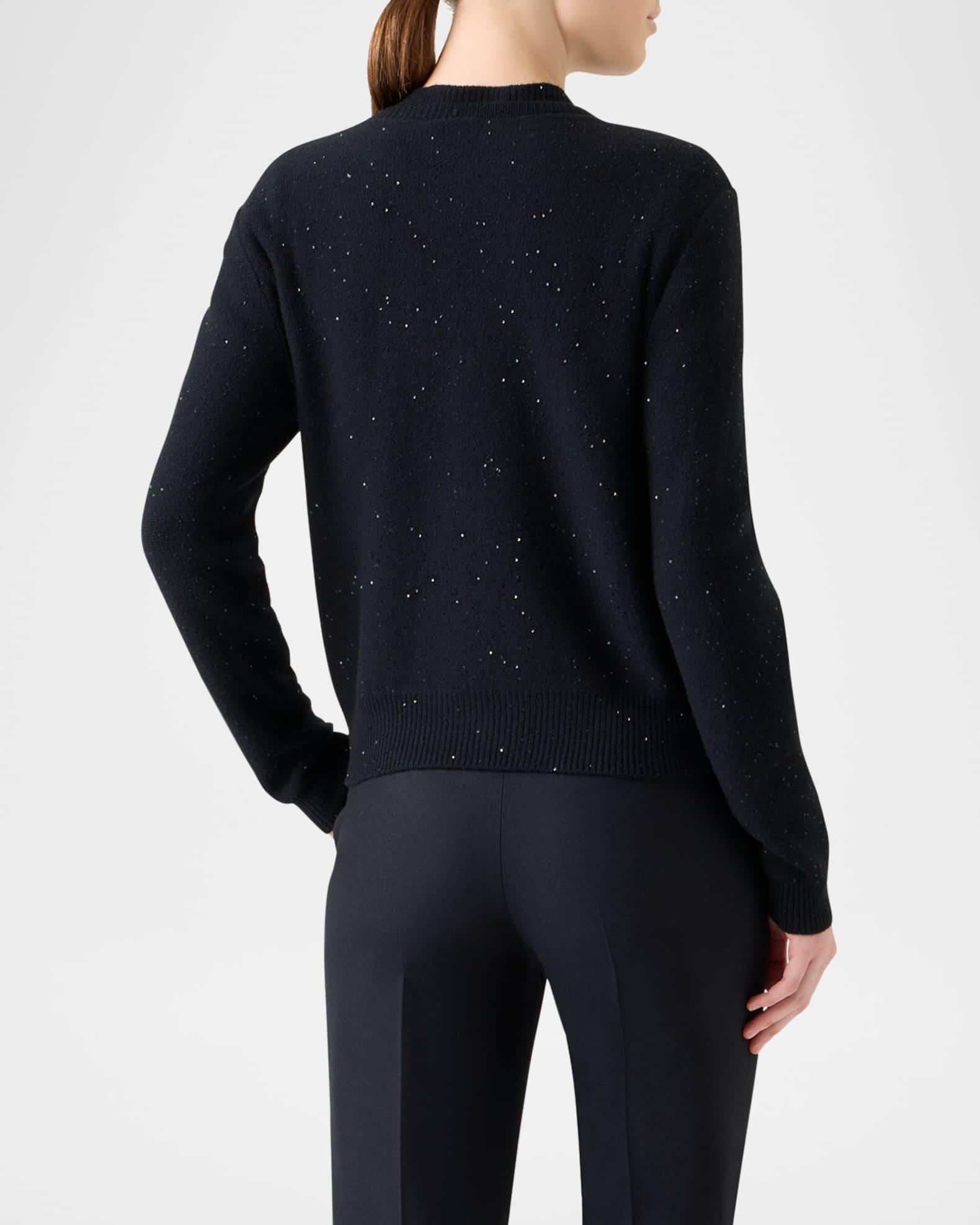 Paillette Wool-Cashmere Knit Crewneck Cardigan Product Image