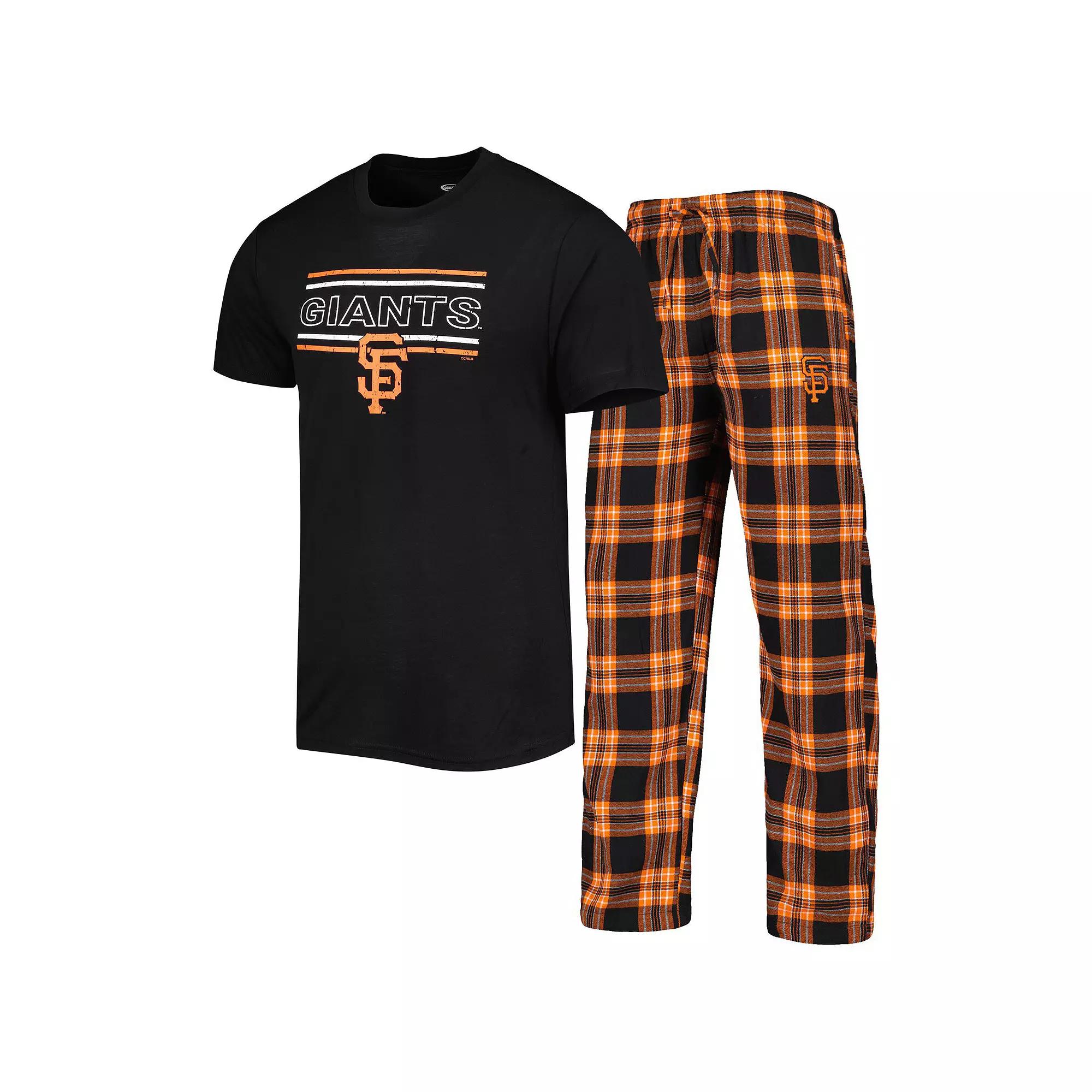 Men's Concepts Sport Black/Orange San Francisco Giants Badge T-Shirt & Pants Sleep Set, Size: 4XL Product Image