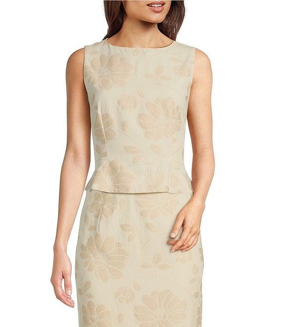 Alex Marie Devin Cotton Jacquard Boat Neck Sleeveless Blouse Product Image