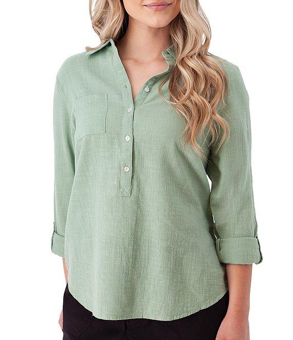Aventura The Laken Organic Cotton Roll-Tab Sleeve Popover Top Product Image