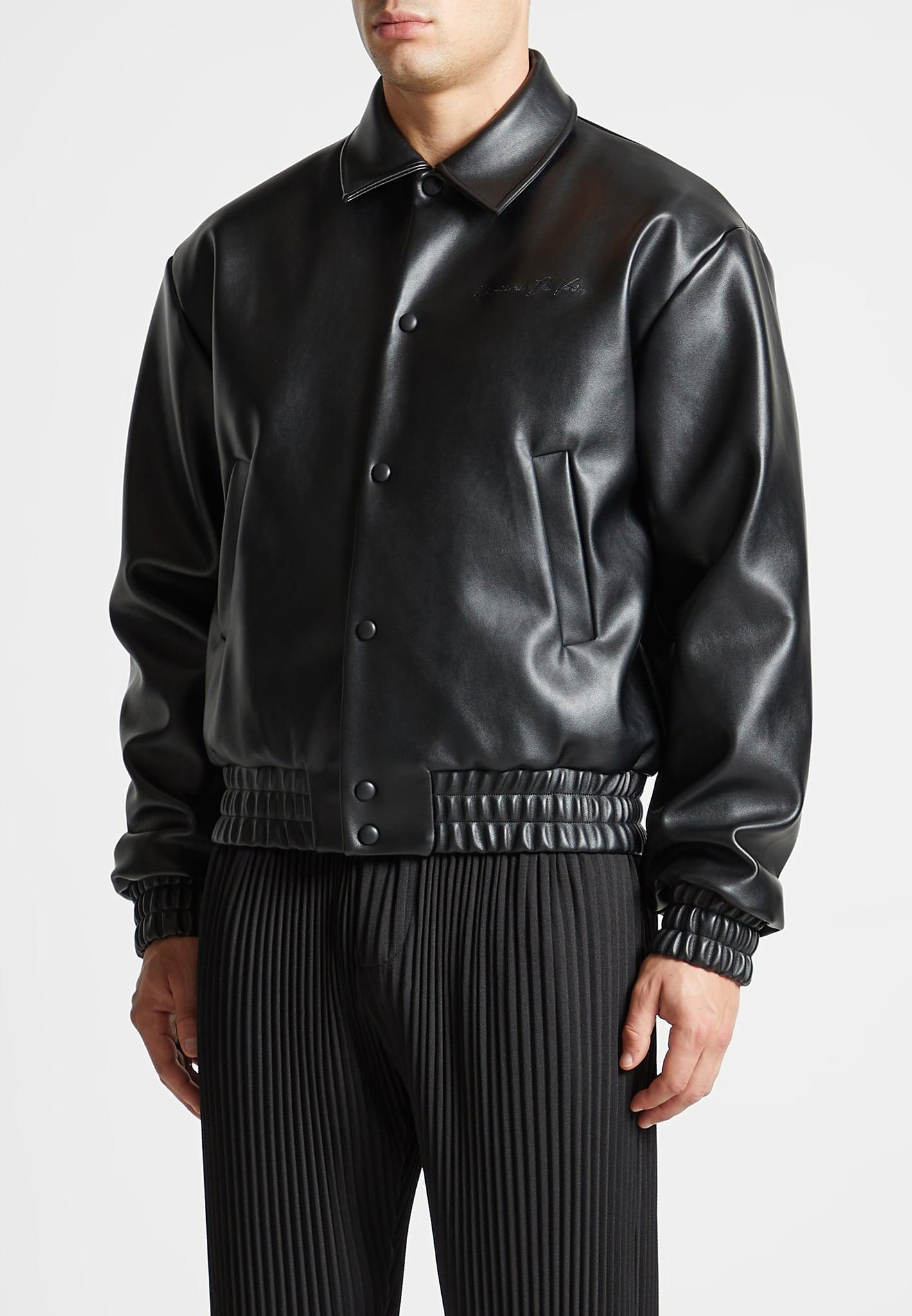 Eiffel Rhinestone Varsity Jacket - Black Male Product Image