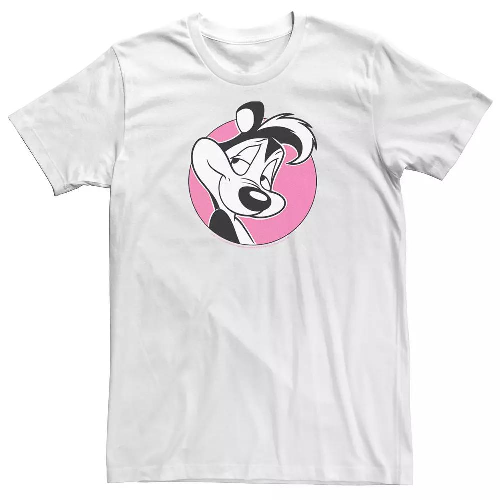 Men's Looney Tunes Pepe Le Pew Pink Circle Portrait Tee, Size: XL, White Product Image