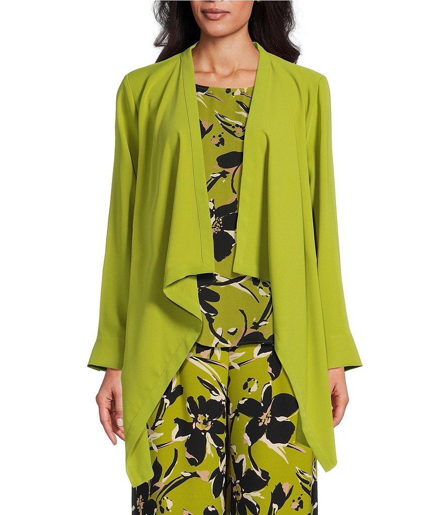 Investments Open Drape Front Long Sleeve Button Cuff Novelty Jacket Product Image