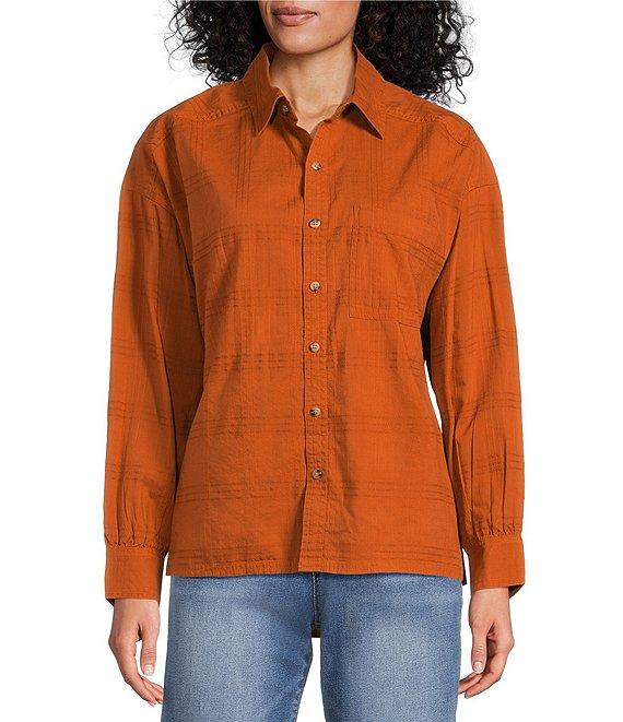 Westbound Woven Collared Oversized Long Sleeve Top Product Image