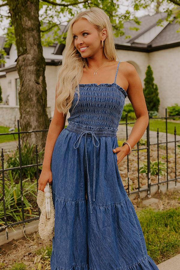 Show Stopper Wide Leg Denim Jumpsuit Product Image
