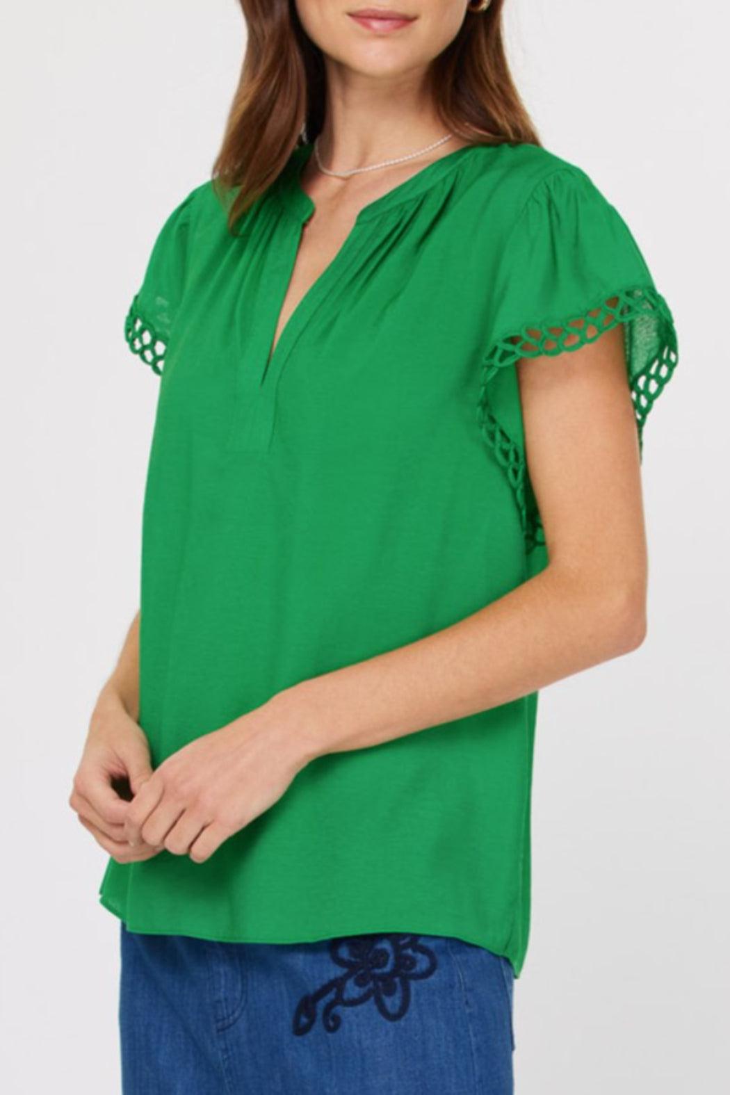 Split Neck Top With Detailed sleeve Product Image