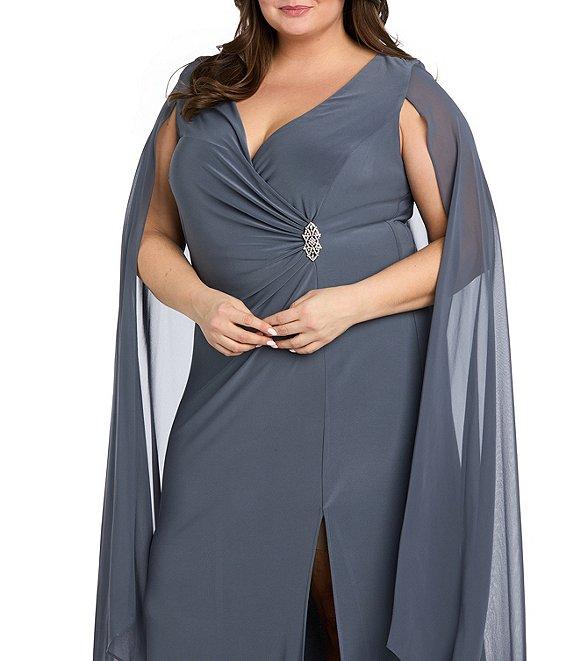 R & M Richards Plus Size Chiffon Duster Cape Dress Product Image