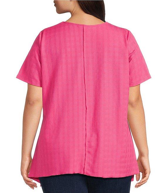 Calessa Plus Size Textured Knit Asymmetric Hem Tunic Product Image