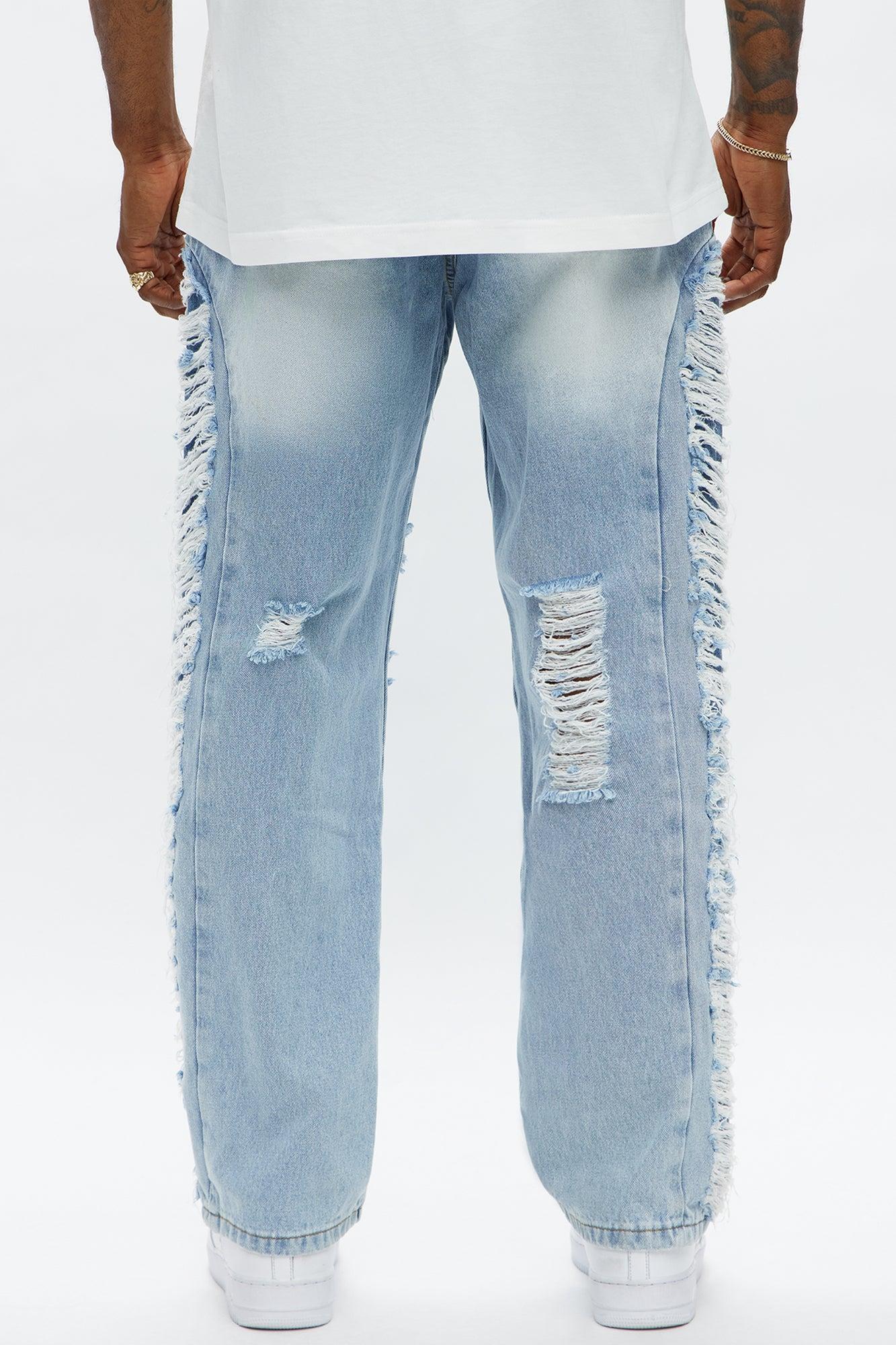 Baggy Busy In These Streets Destroyed Jeans - Light Blue Wash Male Product Image
