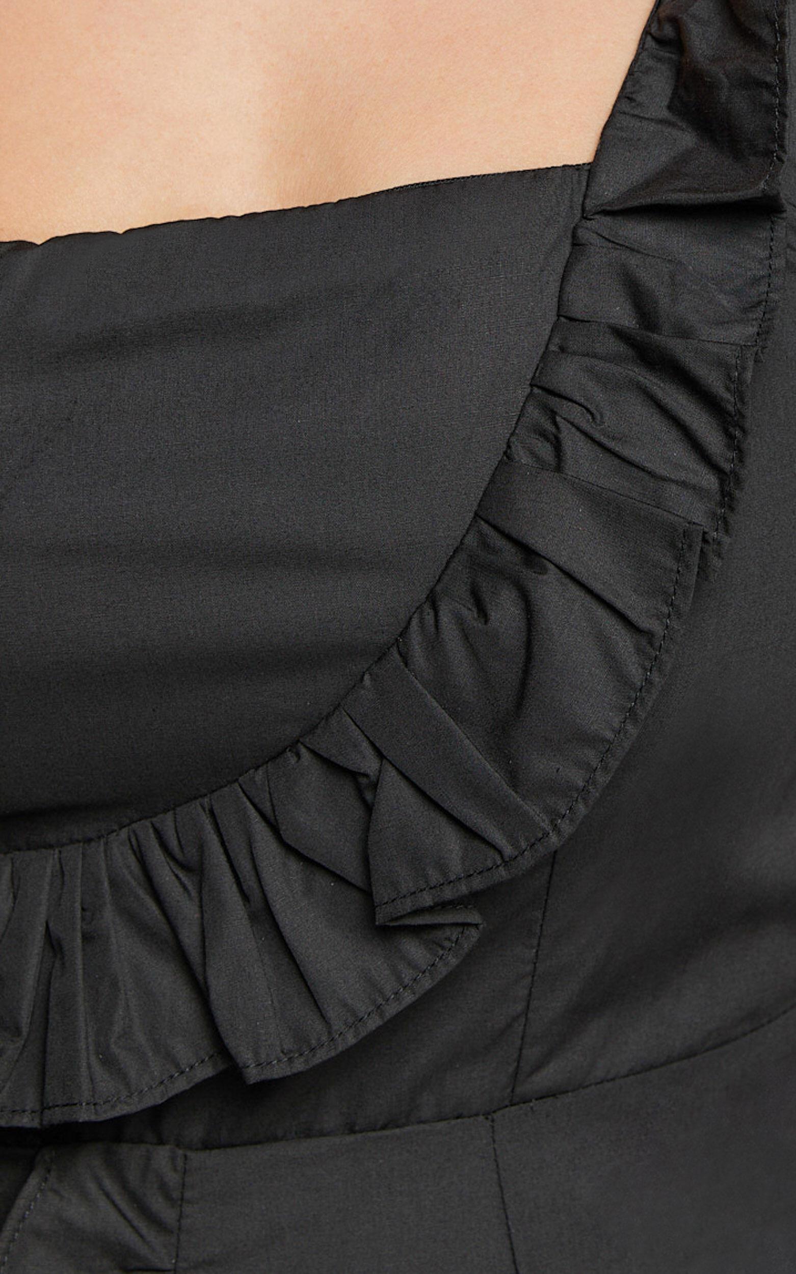 Valerie Mini Dress - One Shoulder Ruffle Detail A Line Dress in Black Product Image