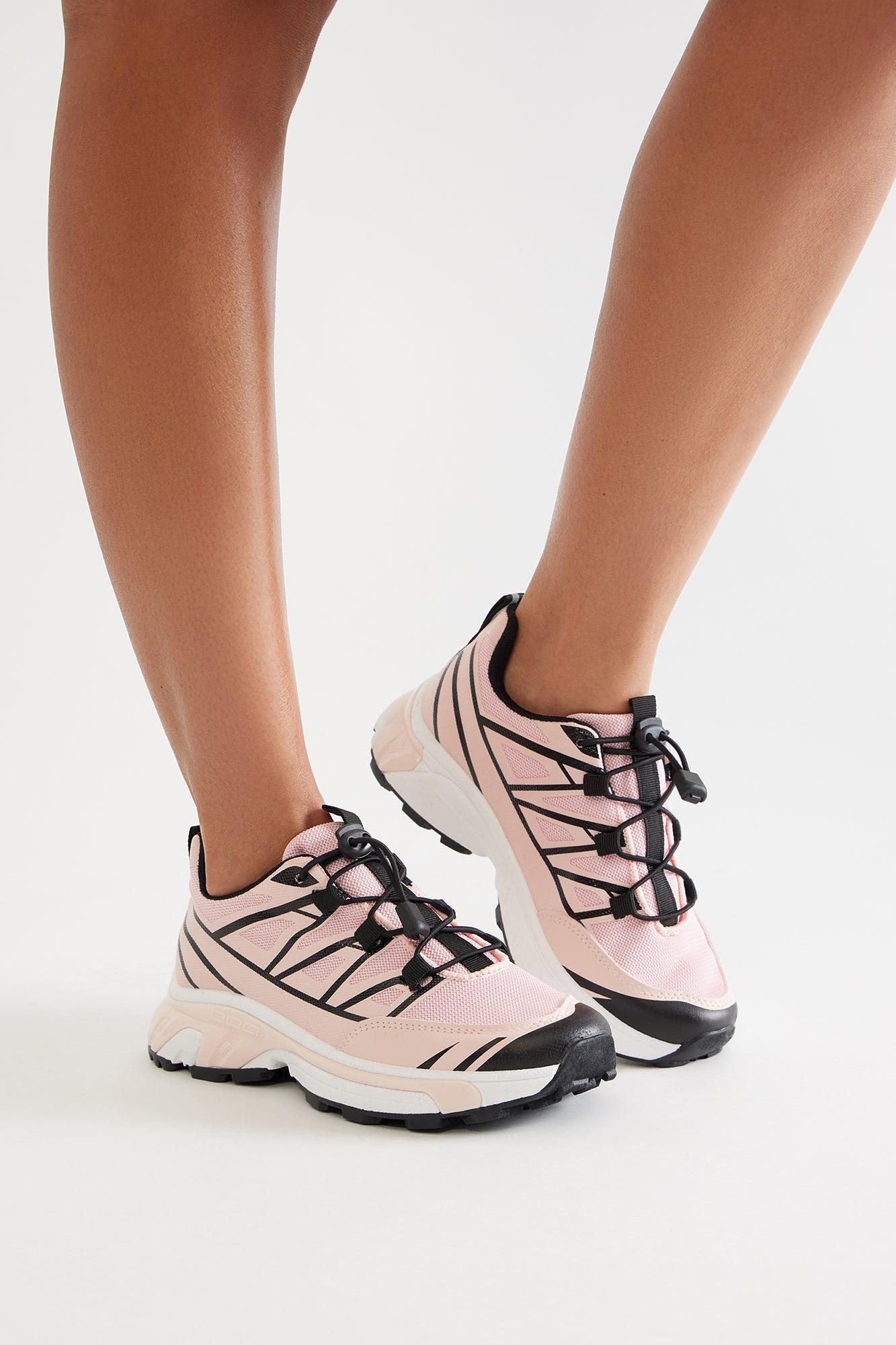 Geo Lace Up Sneakers - Pink/combo Product Image