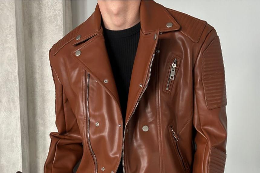 Faux-Leather Biker Jacket Product Image