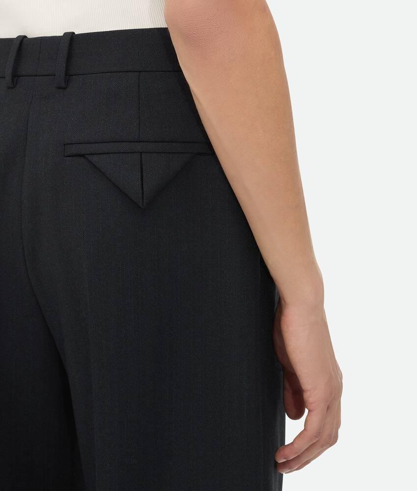 Men's Striped Wool Trousers in Black/dark blue Product Image