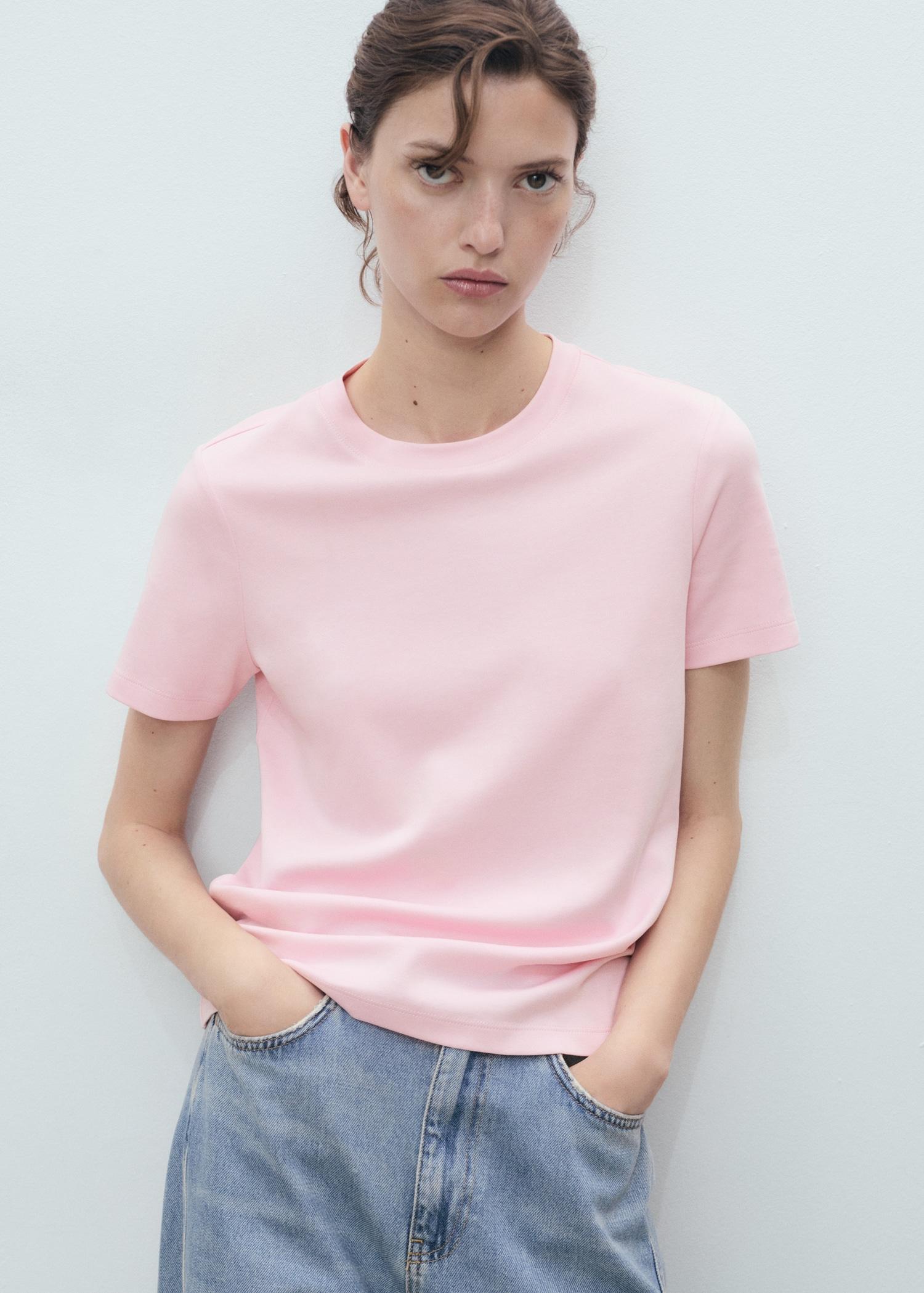 Cotton short-sleeved t-shirt - Women | MANGO USA Product Image